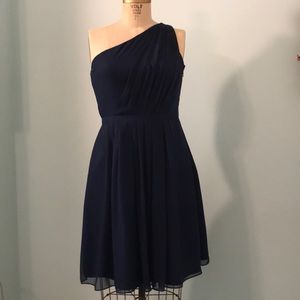 Navy blue One shoulder bridesmaid dress